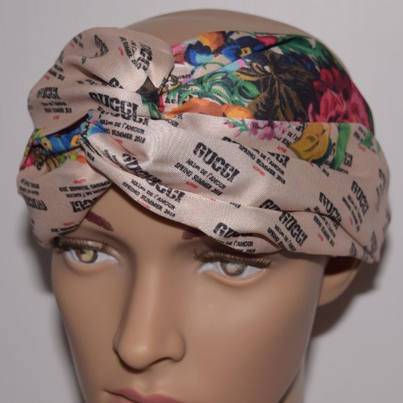 Gucci Silk Floral/Logo Print Headband - Picture 1 of 5
